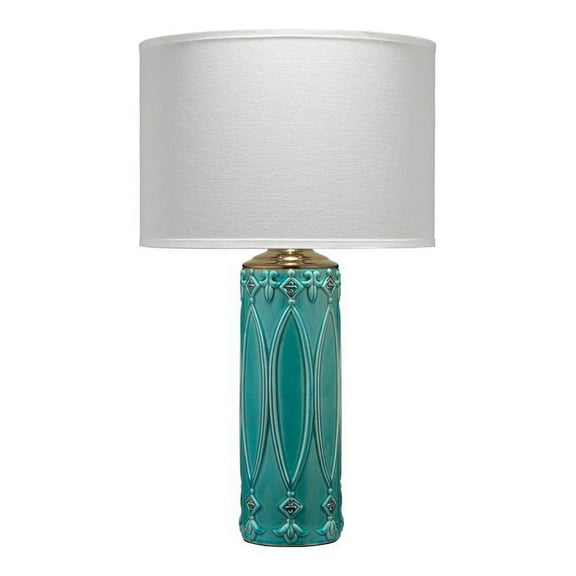 Eden Home 32" Transitional Ceramic Table Lamp in Turquoise Finish