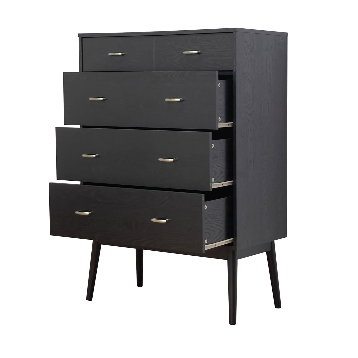 Kadyn 5 Drawer Dresser, Drawer Chest for Bedroom, Mid Century Modern Dresser with Drawer, Black Kadyn 5 Drawer Dresser, Drawer Chest for Bedroom, Mid Century Modern Dresser with Drawer, Black