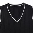 thumbnail image 6 of KPOPLK Fall Unisex Sweater Vest Boy and Girl Cable Knit Cotton Vest Kids Uniform Vest for Little Big Childrens Teenage Size 7-8 Years,Black, 6 of 7