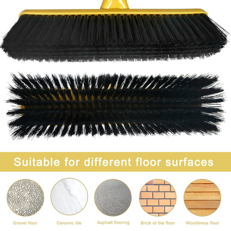 Push Broom with Long Handle, Floor Brush 47.6 inch Soft Bristle Broom 12.2  Wide for Cleaning Bathroom Kitchen Patio Garage Deck Tile - Yahoo Shopping