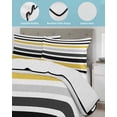 thumbnail image 4 of Yellow Black Stripe Full Size Down Alternative Comforter, Lightweight Comforter Quilt Bedding Set with Pillow Shams Modern Abstract Art Coarse Striped All Seasons Bed Comforter Duvet Insert 78"x90", 4 of 7