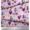 thumbnail image 3 of Soimoi Georgette Viscose Fabric Reindeer,Hen & Cock Bird Print Fabric by The Yard 42 Inch Wide, 3 of 3