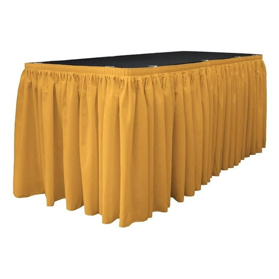 Polyester Poplin Table Skirt for Rectangle Tables, Pleat Fabric for Wedding Banquet Trade Show, 14-Foot by 29-Inch Long with 10 L-Clips,