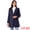 Dark Blue, variant on Women's Winter Trench Casual Stand Collar Pea Double Breasted Overcoat S Burgundy