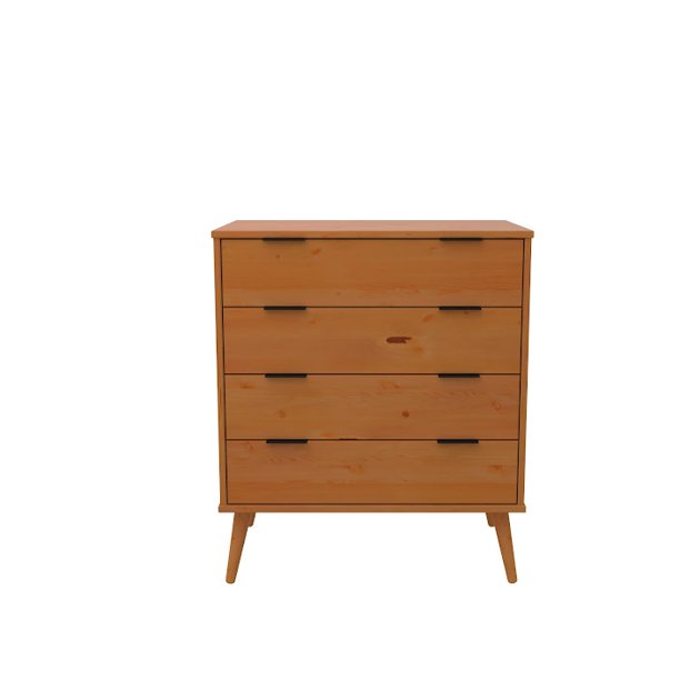 Alice 4 Drawers chest Caramel Solid Wood
