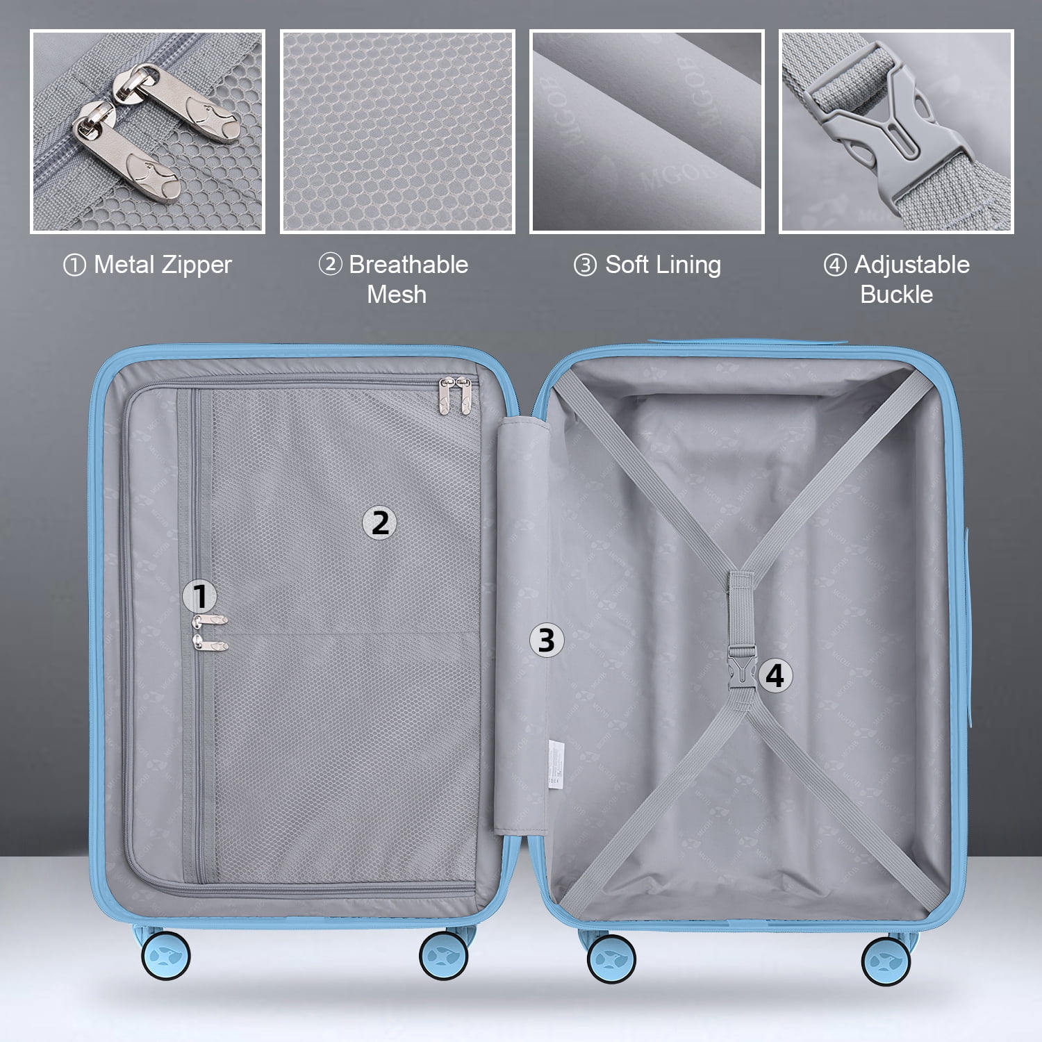 24 Inch Checked Luggage Airline Approved, Frosted Hardside Suitcase with 360° Spinner Wheels & TSA Lock, Hard Shell PC Lightweight Suitcase for Travel with Aluminum Handle