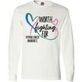 thumbnail image 3 of Inktastic Thyroid Cancer Awareness Pink, Blue, Teal Heart Ribbon Long Sleeve T-Shirt, 3 of 5