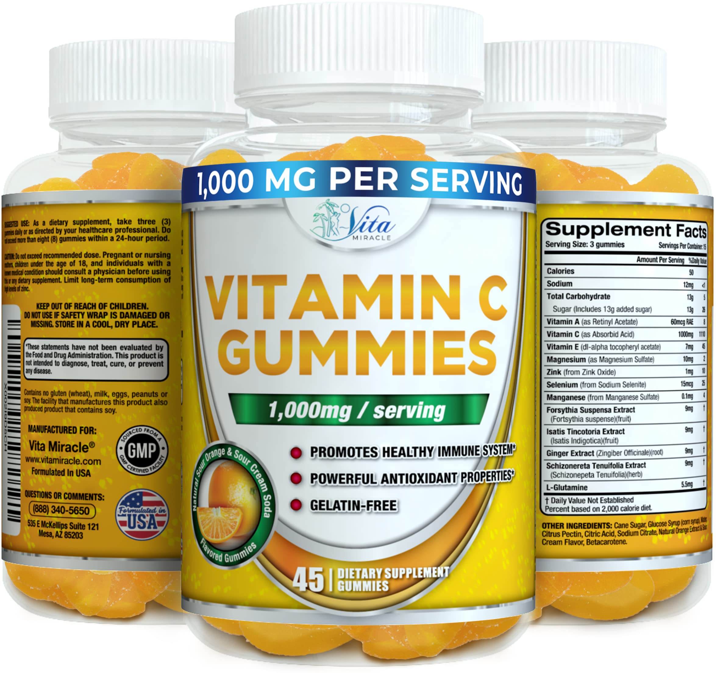 Vitamin C Gummies 1000mg for Adults and Kids Tasty Chewable VIT C Gummy Vitamins Everyone Will