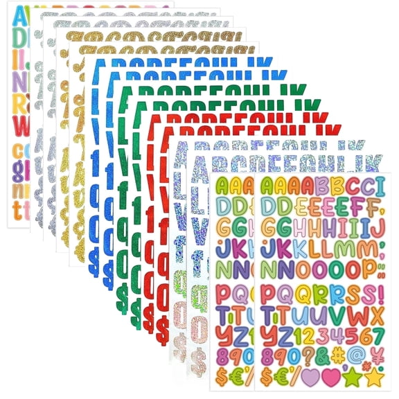 PMHZI Colorful Letter Stickers - 1232 Pcs Vinyl Laser Alphabet Letters for Crafts, Water Bottle, Poster Board, DIY Gift