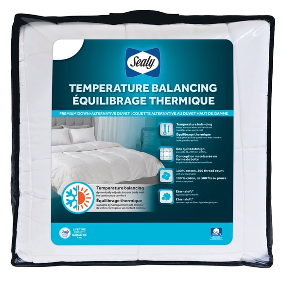 Sealy Temperature Balancing Down Alt Duvet, F/Q- Supremely Soft, Box Quilt Design