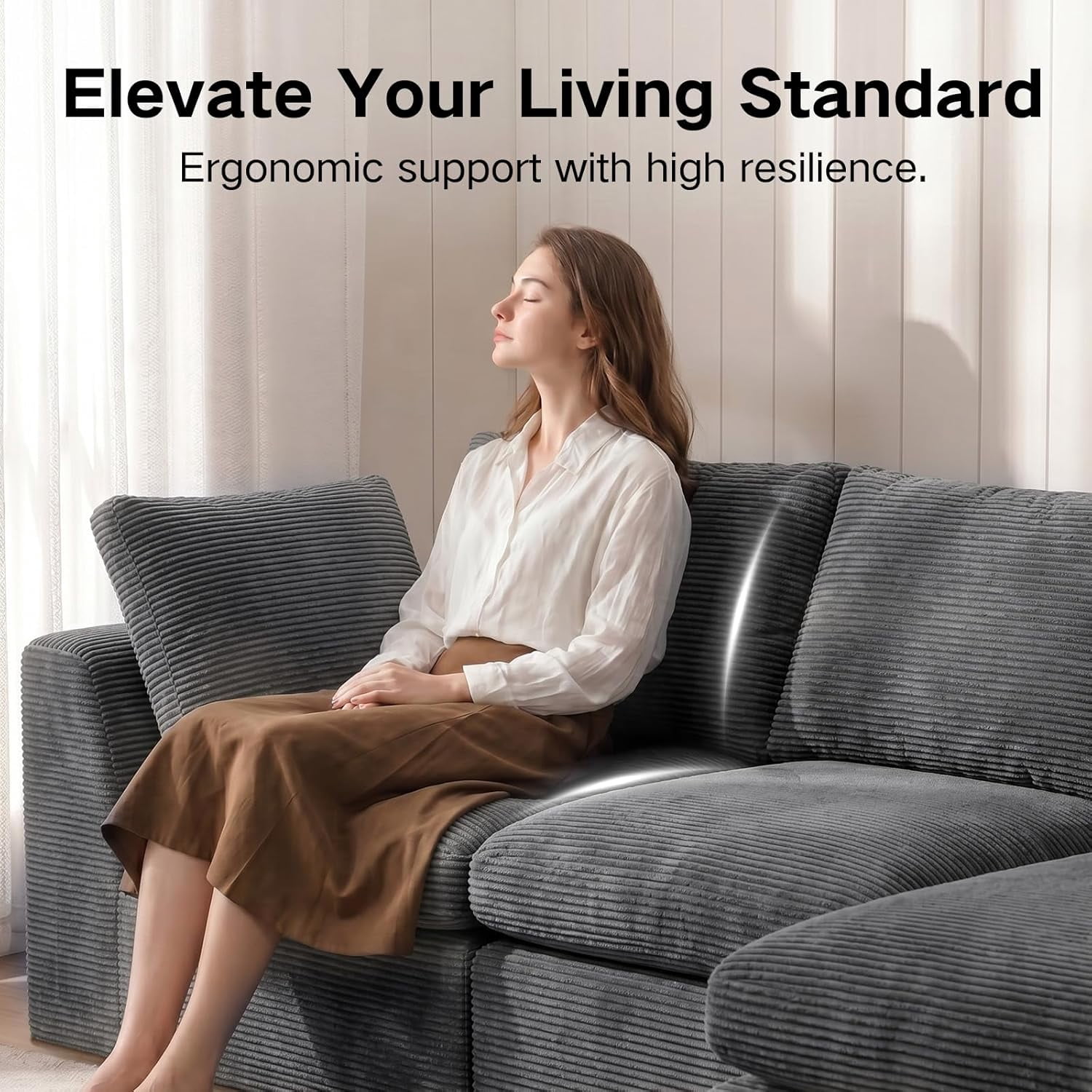 4 Seater Cloud Couch With Ottoman, No Assembly Required Modular Boneless Sofa, Comfy Deep Seat Sectional Sofa for Living Room, Bedroom, Apartment