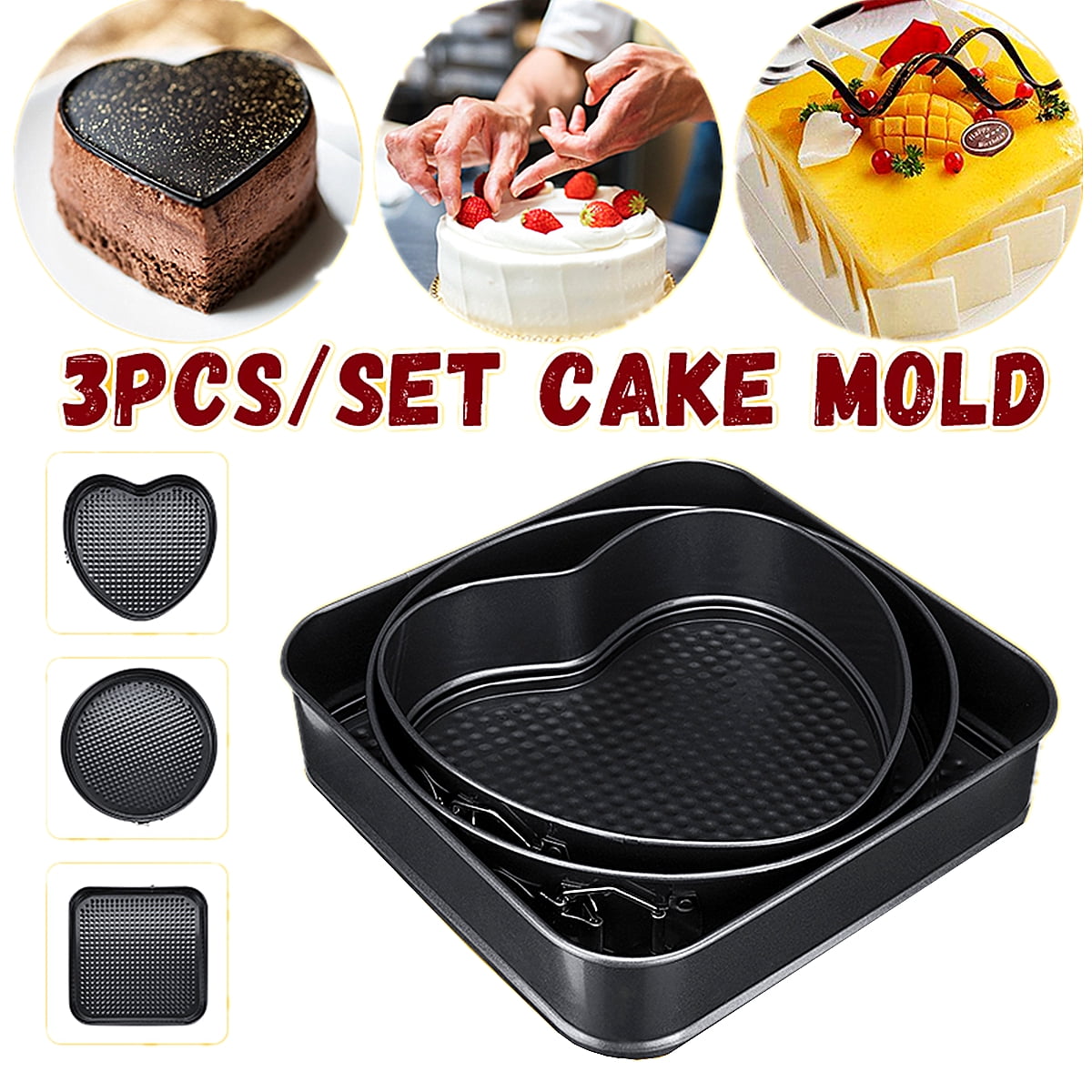 NON STICK SPRINGFORM CAKE TINS SET OF 3// FLORAL POP UP FOOD COVERS SET OF 3