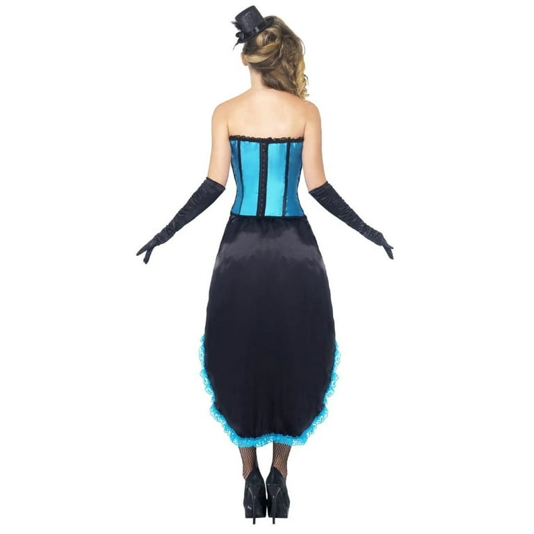 Burlesque Dancer Costume Adult Blue Black Dress Burlesque Dancer Costume Adult Blue Black Dress