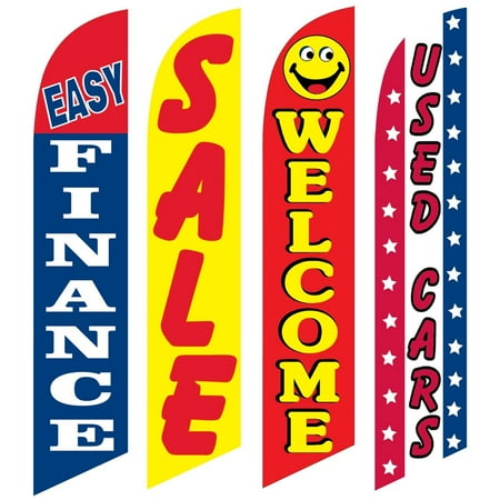 4 Advertising Swooper Flags Easy Finance Sale Welcome Used Cars