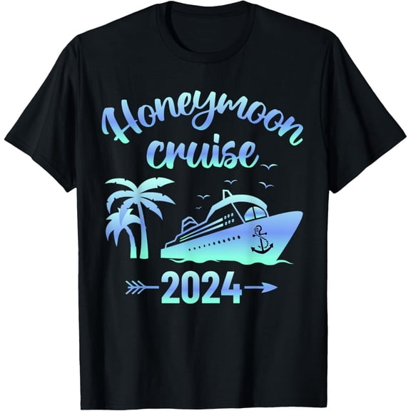t-shirt Honeymoon Cruise Just Married 2024 Couples Matching T-Shirt mens，black，women，funny，journey，Crew Neck, Short Sleeve,custom clothing patterns.gift