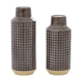 thumbnail image 2 of DecMode 15", 16"H Brown Metal Vase, Set of 2, 2 of 7