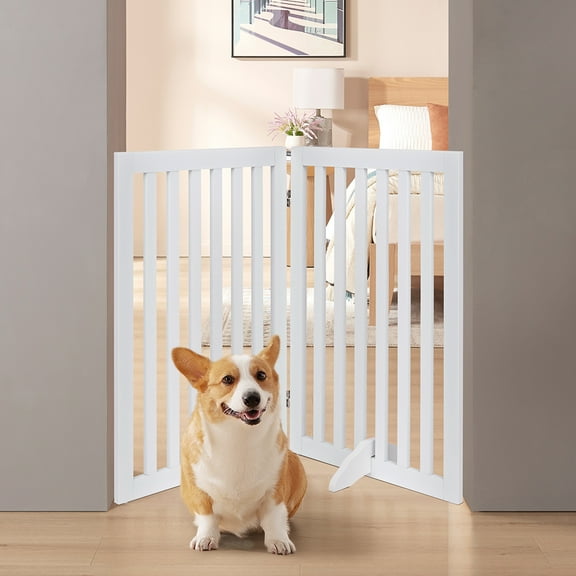 Unipaws Freestanding Pet Gate 36 inches High 2 Panels, White