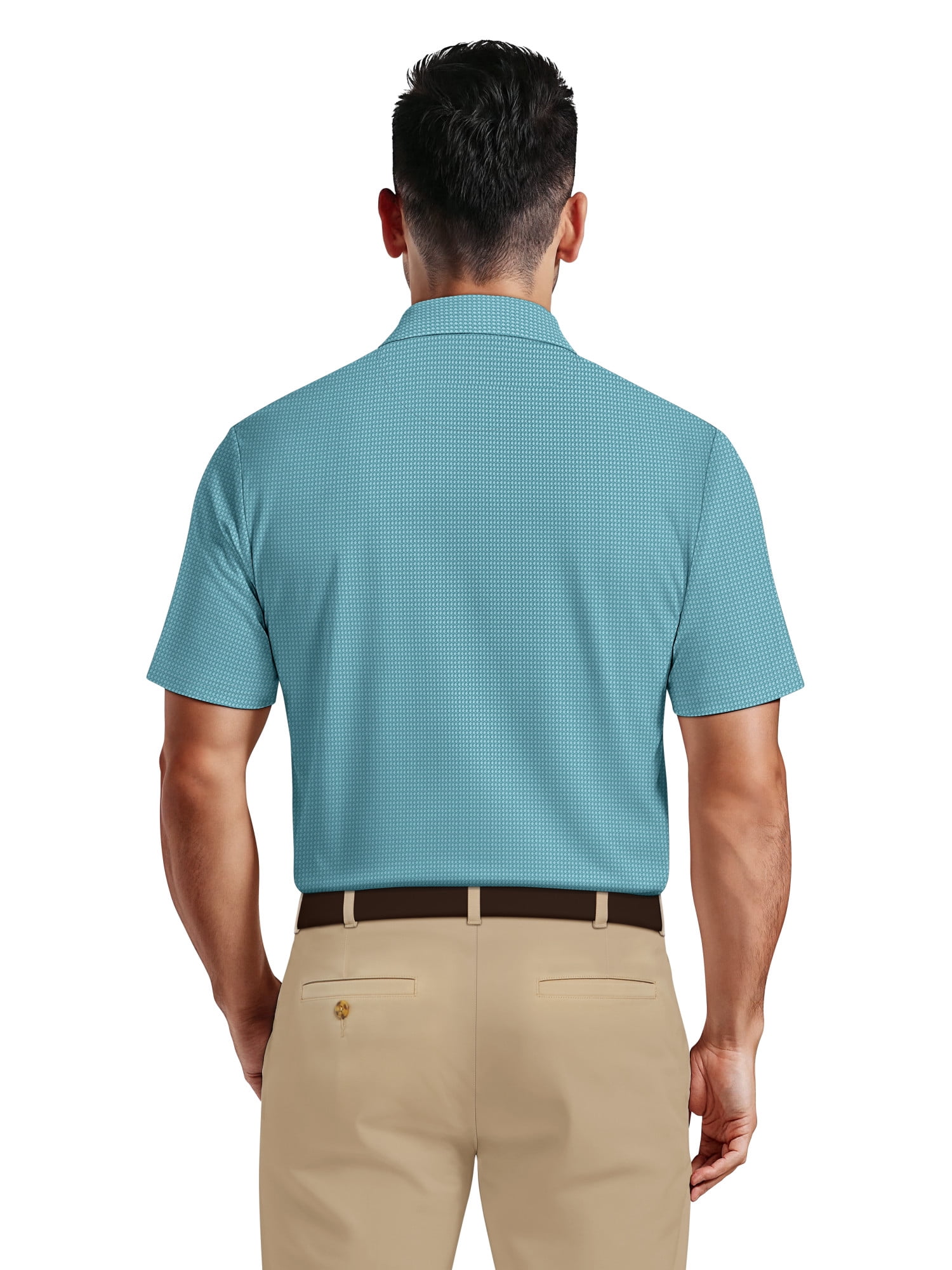 Ben Hogan Men's & Big Men's Performance Eco Mini Geo Jacquard Short Sleeve Polo Shirt, up to 5XL
