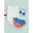 thumbnail image 2 of Biekopu Baby Girl’s Tops and Shorts Set Fashion Sleeveless Romper and Independence Day Short Pants with Headband, 2 of 8