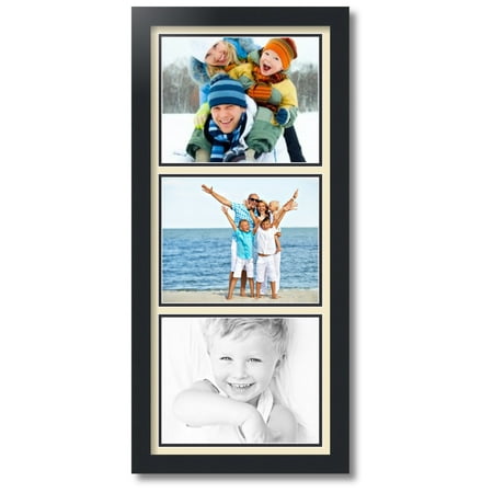 ArtToFrames Collage Photo Picture Frame with 3 - 8x10" Openings, Framed in Black with Cream and Black Mats (CDM-3926-1052)