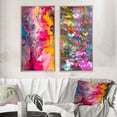 thumbnail image 1 of Designart "Retro Groove Summer Abstract Expressionism" Peinture Abstraite Encadrée Art Mural Ensemble de 2 - Art Mural Encadré Rose Moderne Ensemble de 2, 1 of 6