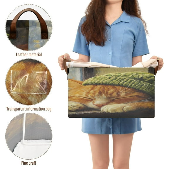 BZSMCE Collapsible Fabric Cube Storage Bins Sleepping Green Caps Cat Design Pattern Storage Box