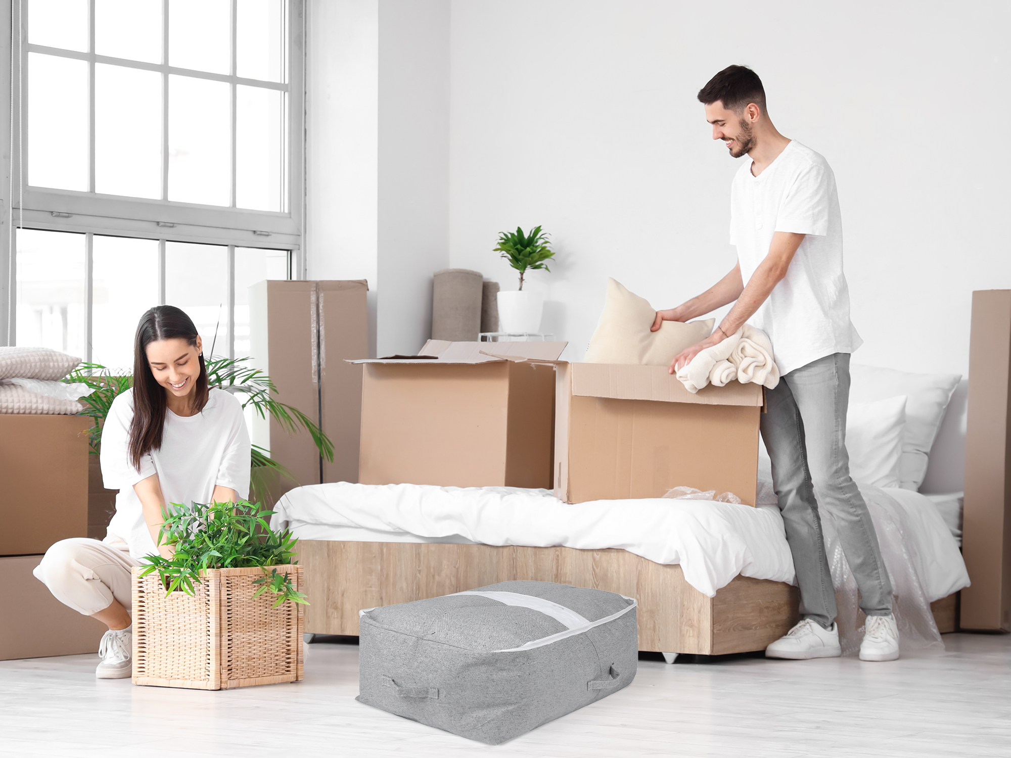 Unique Bargains 1 Pack Clothes Storage Bags Moving Bags Grey 31*19*10in