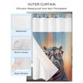 thumbnail image 4 of No Hook Shower Curtain with Snap-in Liner, Orange Blue Hippocampus Waterproof Fabric Bathroom Curtains, Funny Animals Modern Art Bath Curtains & Mesh Top Window 72"x96" Extra Long, 4 of 9