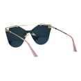 thumbnail image 4 of Womens Retro Futuristic Rimless Butterfly Shield Sunglasses Gold Peach, 4 of 4