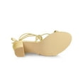 thumbnail image 3 of BLISSFUL STEP Mother's Day Women's Shoes Open Toe Lace Up Block Heel Strappy Heels Gold 9, 3 of 8