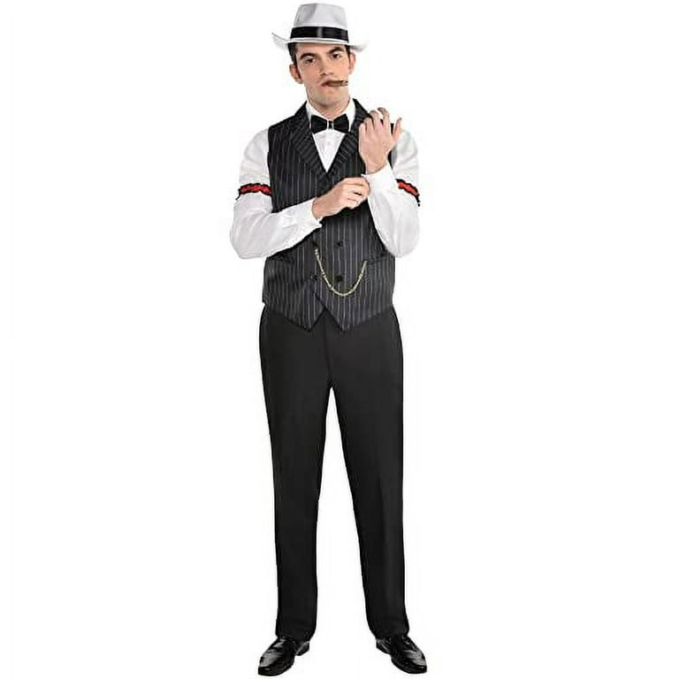 Amscan Roaring 20s Gangster Vest Halloween Costume for Men, Gatsby Party,  Large/Extra Large, With Gold-Tone Chain Accent