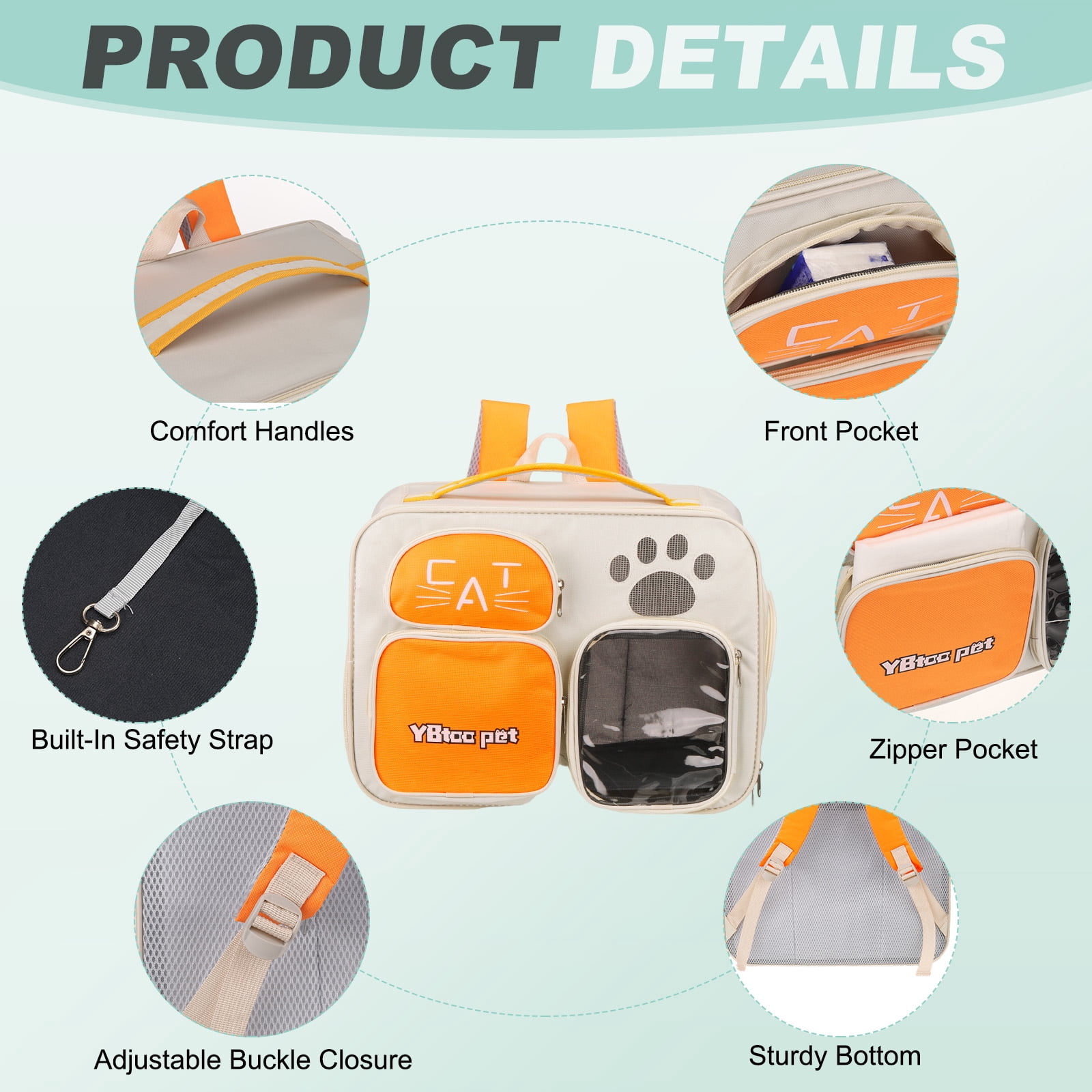 Uxcell Cat Backpack Carrier, Breathable Dog Backpack for Cats or Small Dogs Yellow