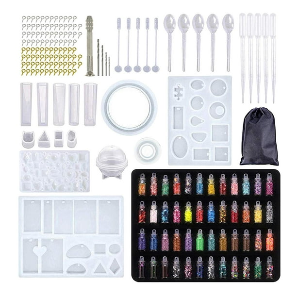 Moldes de silicona para fundición de resina, moldes para hacer joyas, colgantes y manualidades. 184 piezas (lentejuelas)