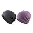 thumbnail image 1 of 2 gorros holgados unisex elásticos para dormir y quimioterapia 2 piezas púrpura + gris, 1 of 2
