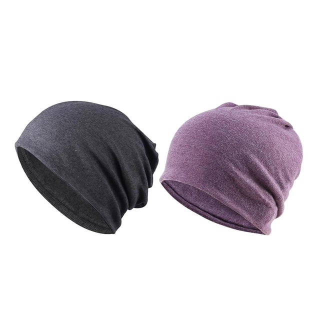 2 gorros holgados unisex elásticos para dormir y quimioterapia 2 piezas púrpura + gris