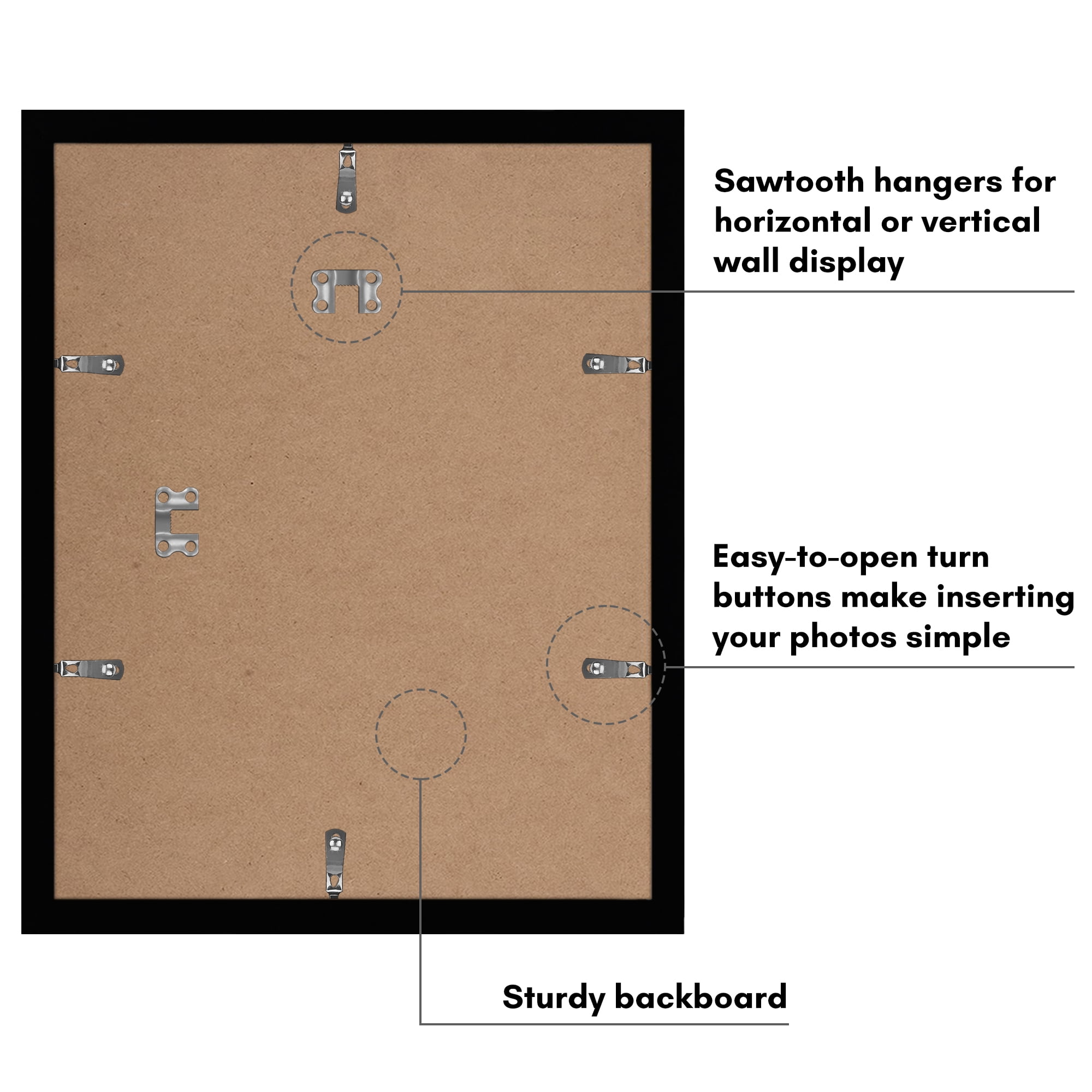 Americanflat 11x14 Picture Frame with Polished Plexiglass with 8x11 Mat 2 Pack Display Photo Galleria - Black