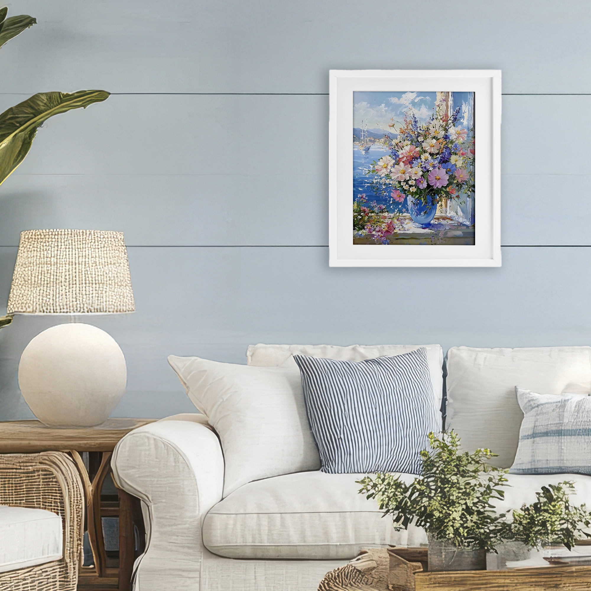 Stupell Industries Beautiful Bouquet on Ledge White Framed Print Under Glass, design by Creative Studio