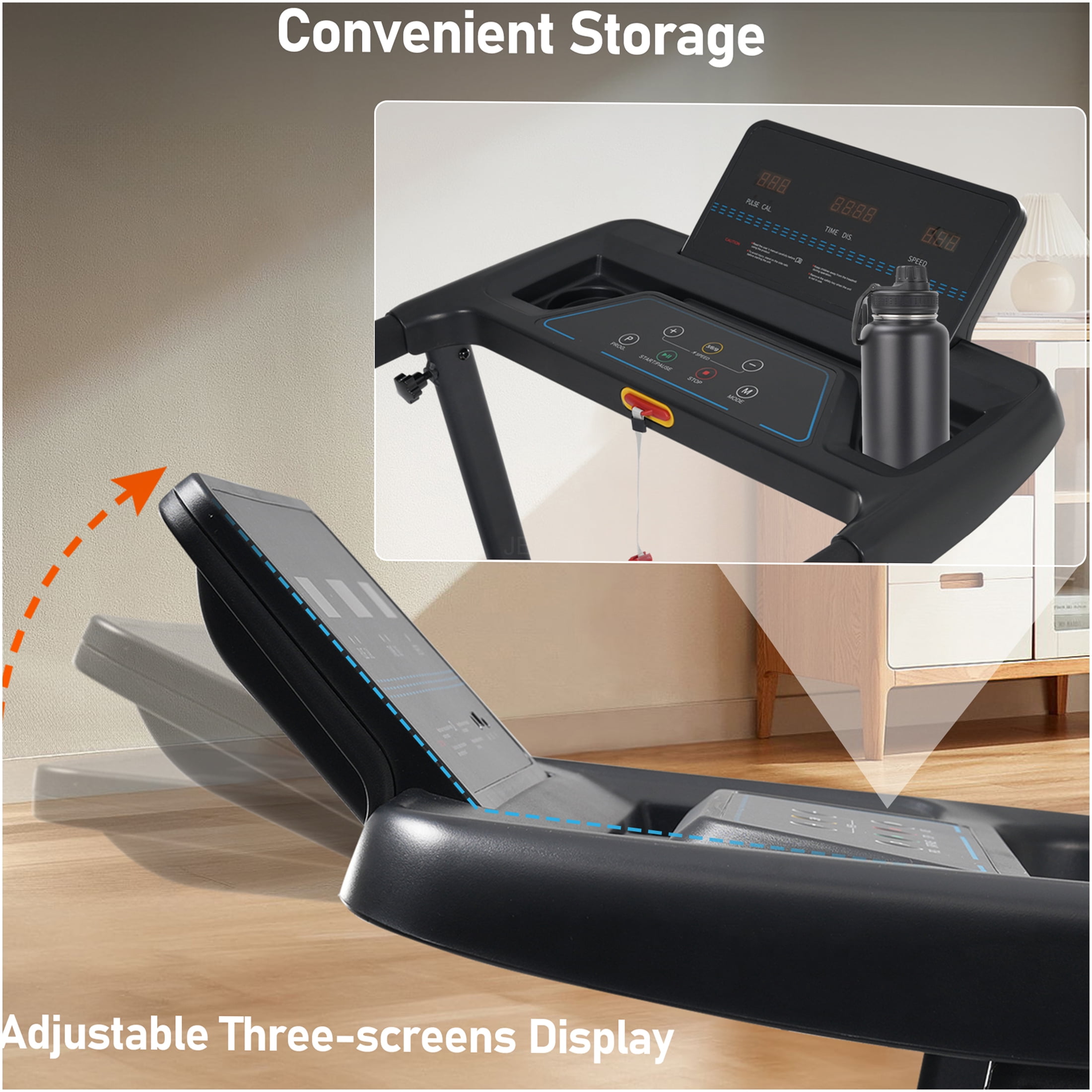 JERFIT Foldable Treadmill for Home with Incline, 3.0HP Quiet Motor, 10MPH Speed, 300LB Capacity, Bluetooth Speaker, USB/Type-C Charging, Heart Rate Monitor