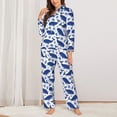 thumbnail image 2 of Honeii Whale print Women's Pajama Sets Long Sleeve Button Down Sleepwear Nightwear Soft Pjs Lounge Sets-XX-Large, 2 of 7