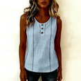 thumbnail image 5 of ClodeEU Women's Round Neck Sleeveless Tank Top,Casual Loose Fit Solid Color Blouse with Button for Summer Light Blue,Women's Plus M, 5 of 6