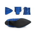 thumbnail image 2 of BLISSFUL STEP Glitter Pointed Toe Block Heel Ankle Boots for Women Royal Blue 6, 2 of 6