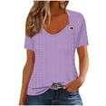 thumbnail image 1 of Fiudx Camisas de Mujer Top Liso de Manga Corta con Cuello En V y Diseño de Hebilla para Mujer Top/Camisa de Manga Corta con Cuello En V, 1 of 5