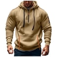 thumbnail image 6 of TOWED22 Men's Fleece Hoodie Casual Long Sleeve 1/4 Zipper Pullover Sweatshirts(Khaki,XL), 6 of 8