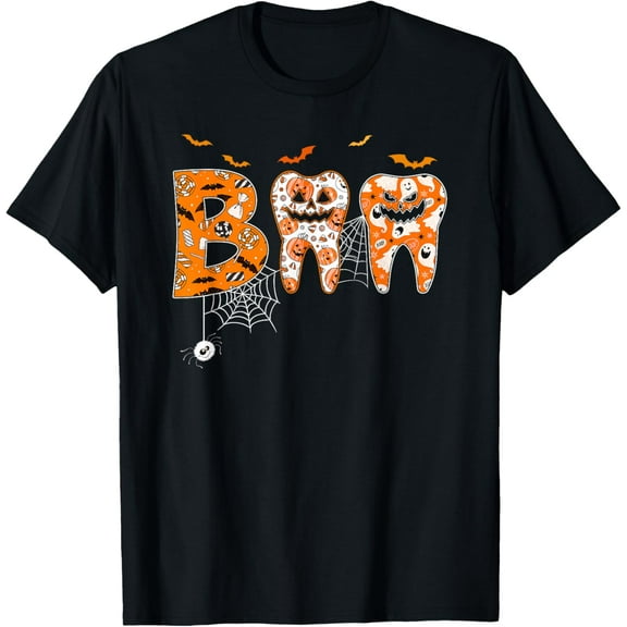 Boo Teeth Pumpkin Dentist Dental Hygienist Halloween Costume T-Shirt