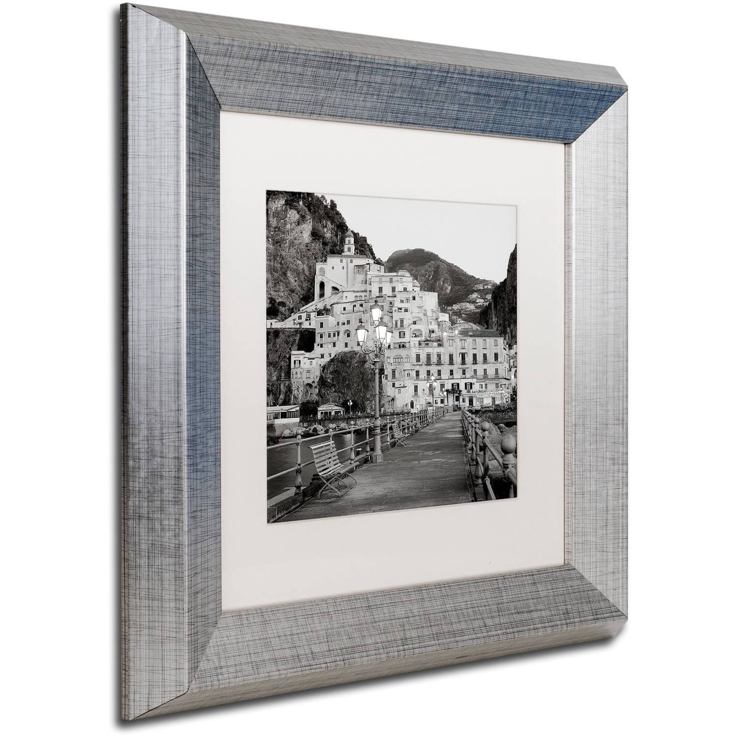 Trademark Fine Art "Amalfi Pier I" Canvas Art by Alan Blaustein, White Matte, Silver Frame