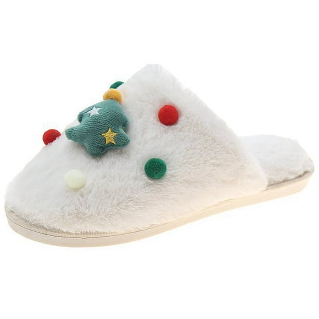 Christmas Slippers Fuzzy Nonslip Cute House Slippers Winter Slippers for Woman