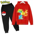 thumbnail image 1 of Ropa Deportiva de Pokémon para niños, Sudadera con capucha y pantalones de Pikachu de manga larga, conjuntos de 2 piezas, otoño, 1 of 1