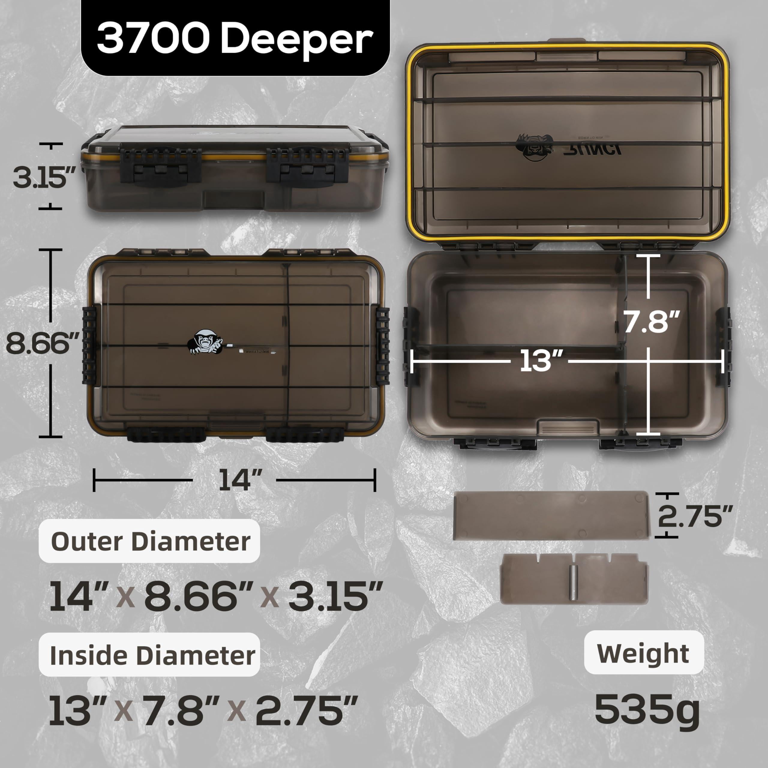 Fishing Tackle Box  Waterproof Tray For Jigs Lures Thicker Floating Utility With Adjustable Dividers 3600/3700/large 3700 Size