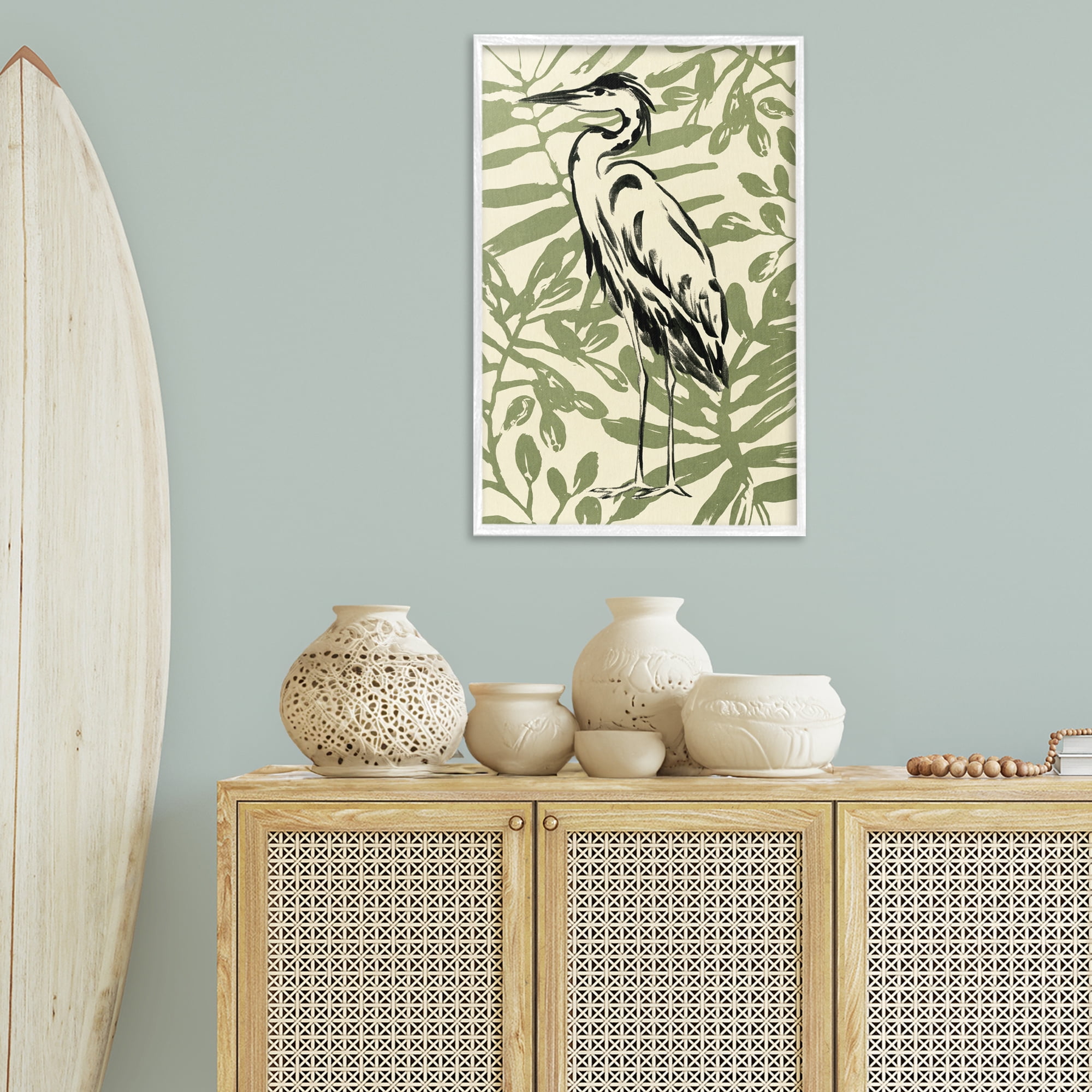 Stupell Industries Brushed Heron Portrait Animals & Insects Painting White Framed Art Print Wall Art, 20 x 30