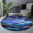 thumbnail image 6 of Round Area Rug, Mountains Floral Pattern Non-Slip Floor Mat, Soft Washable Carpet for Living Room Bedroom Decor 59 Inch, 6 of 6